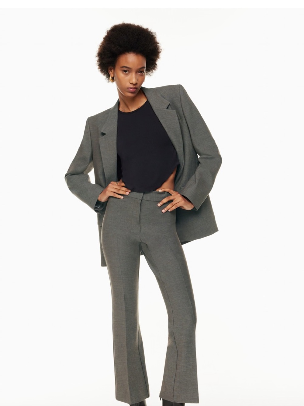Aritzia Black Tailored High-Rise Flare Trousers
